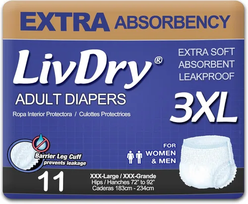 Vista 13 de LivDry Ropa interior para incontinencia para adultos, pañales de absorción extra para adultos, protección contra fugas, talla S, paquete de 20