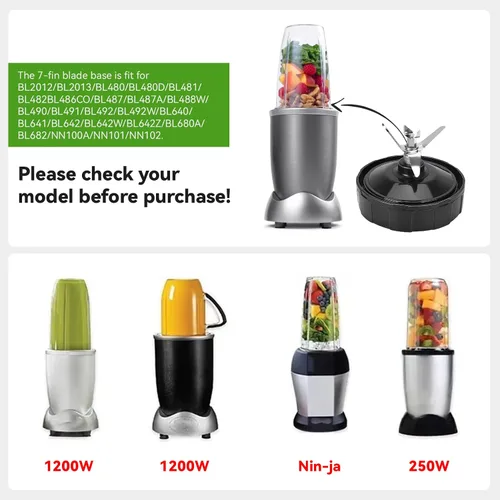 Vista 6 de Cuchillas cruzadas con juntas de goma piezas de repuesto para licuadora NUTRI NINJA, pieza de repuesto de hoja cruzada para licuadora Magic Bala