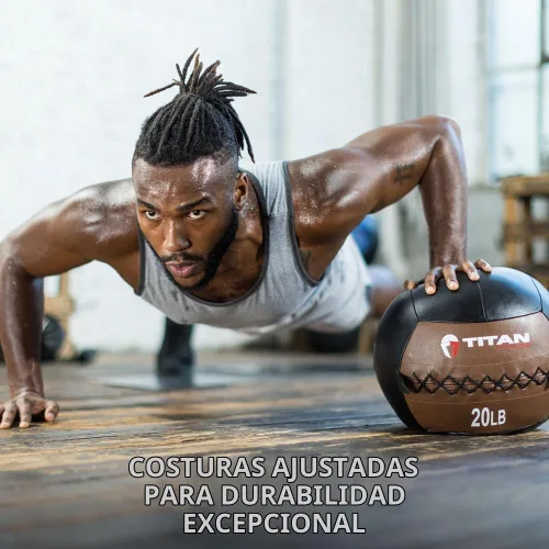 Vista 4 de Titan Fitness Soft Leather Medicine Wall Ball, Color-Coded