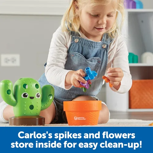 Vista 2 de Learning Resources Carlos the Pop & Count Cactus - 16 piezas, a partir de 18 meses, juguetes Montessori para niños pequeños, forma apilable