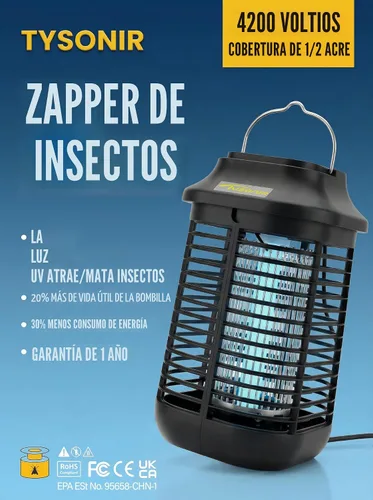 Vista 6 de Bug Zapper 4200 V para exteriores e interiores, cable de alimentación de 9.84 pies con interruptor, exterminadores eléctricos impermeables