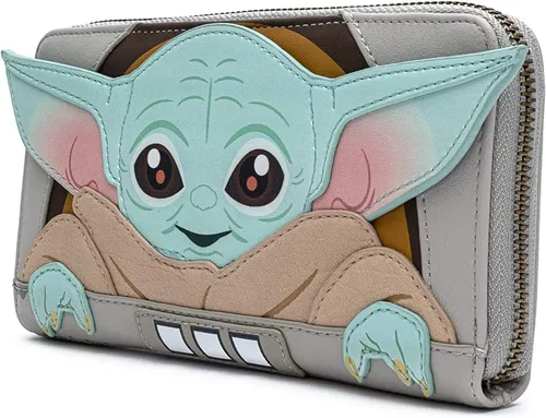 Vista 2 de Loungefly Cartera Star Wars Baby Yoda The Mandalorian, Multi, Cartera con cremallera