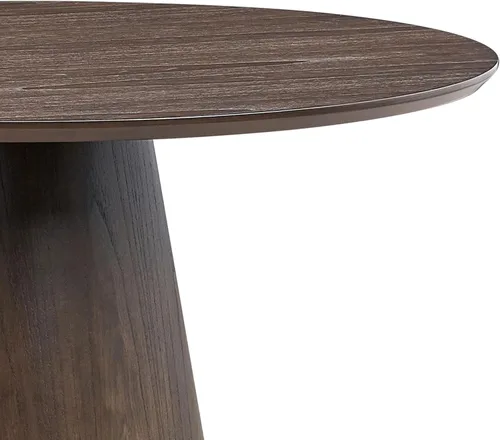 Vista 6 de 47.24'' Round Modern Style Wood Dining Table for Kitchen, Living Room, Cafe, Stylish Leisure Desk with Sturdy Cylindrical Base, for Small Spaces