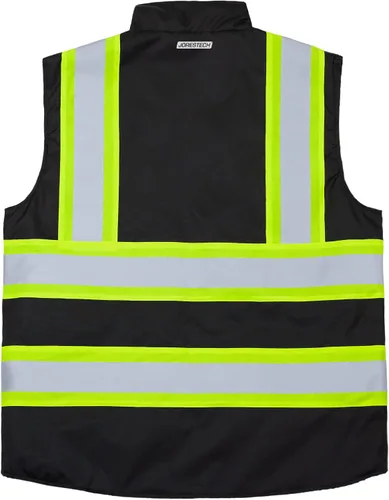 Vista 3 de JORESTECH Chaleco de Seguridad Aislado Reversible de Alta Visibilidad con Cinta Reflectante Conforme a ANSI Negro