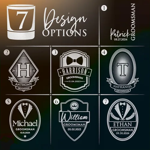 Vista 2 de D1 - Vaso de whisky personalizado para padrinos de boda, recuerdos de despedida de soltero personalizados y regalos para el mejor hombre