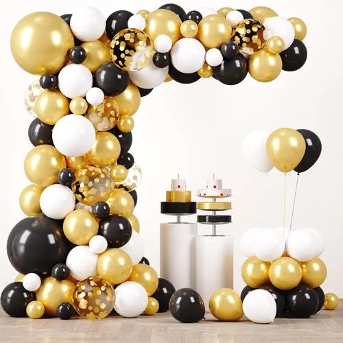 Vista 9 de Voircoloria - Kit de arco de 148 globos rojos, negros y blancos, 18, 12, 10, 5 pulgadas Rojo Negro Blanco