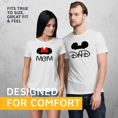 Vista 6 de GOOD SHOPPERS ACTIVEWEAR - Camisas a juego para parejas de mamá y papá, camisetas para mujeres y hombres con diseño gráfico de ratón de dibujos