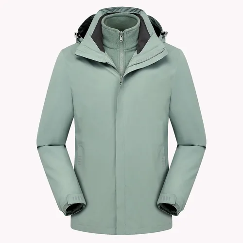 Vista 3 de Chaqueta de esquí para mujer, 3 en 1, con capucha, impermeable, resistente al viento, chaqueta de forro polar, impermeable, snowboard y montaña