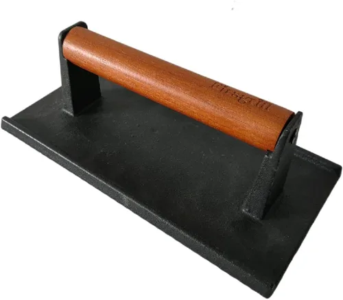 Vista 9 de Firsgrill Prensa para parrilla de hierro fundido resistente de 8.3"×4.3" y peso para bistec con mango de madera de agarre cómodo que no se calienta