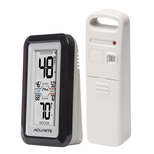 Vista 2 de AcuRite 0 termómetro digital con temperatura exterior e interior Negro