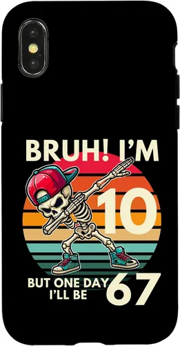 Vista 5 de Bruh I'm 10 But One-Day I'll Be 67 Retro 10th Birthday Kids Case for iPhone 17