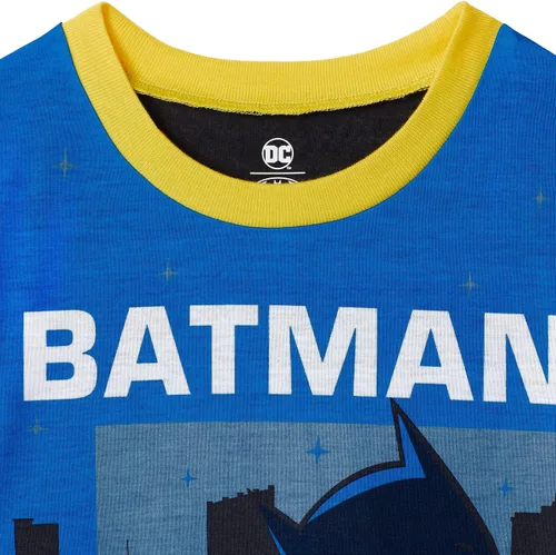 Vista 3 de BATMAN Pijamas para niños Conjunto de ropa de dormir de 4 piezas para niños, pantalones de pijama y camisas de dormir para niños grandes y niños