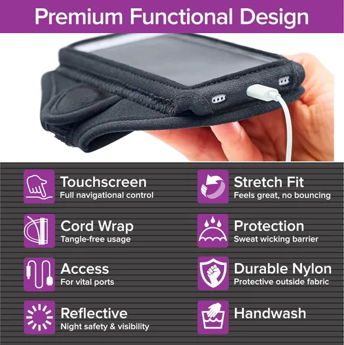 Vista 5 de Tune Belt AB92 Brazalete para teléfono celular para correr, compatible con iPhone 17/16/15/14/13 Pro Max, Plus, Samsung Galaxy Ultra/Plus/Note