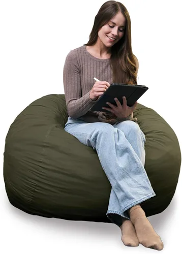 Vista 63 de Big Joe Fuf Silla Puf de Espuma de 5 Pies de Tamaño Extra Grande con Funda Extraíble para Niños, Adolescentes, Adultos, Onyx Lenox, Poliéster Tejido