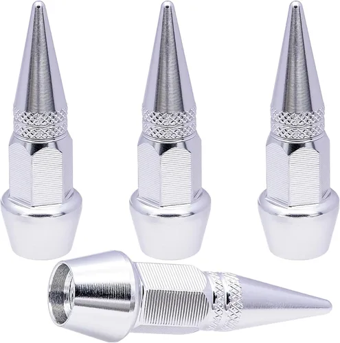 Vista 70 de 4 piezas de tapas de válvula de neumático con estilo púas, cubiertas de válvula de neumático universales de aleación de aluminio a prueba de polvo