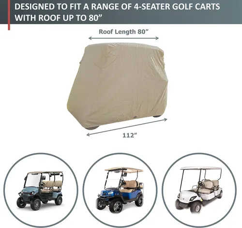 Vista 3 de Funda de almacenamiento resistente para carrito de golf de 4 pasajeros, protección premium para todo tipo de clima, se adapta a techos de 80