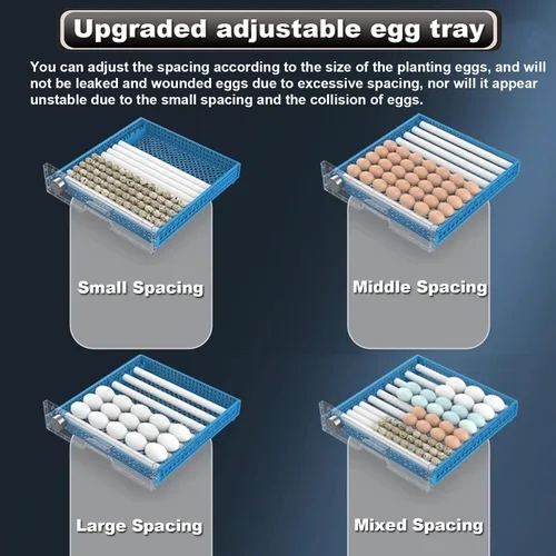 Vista 7 de Incubadora de huevos, incubadora de huevos, 128-500 huevos de gallina, incubadora de pollo completamente automática con girador automático