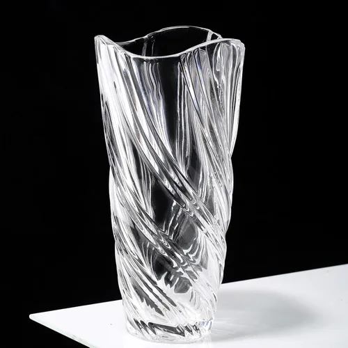Vista 11 de Jarrón de cristal ámbar de 11.6 pulgadas, moderno y elegante jarrón decorativo en espiral para centro de mesa