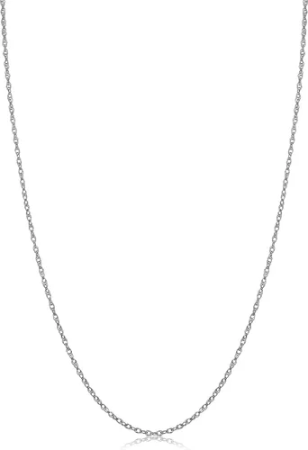 Vista 9 de Kooljewelry Collar de cadena de cuerda de oro blanco sólido de 14 quilates