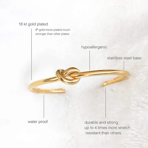Vista 6 de Altitude Boutique Brazalete de oro para mujer Pulsera de amor con nudo para regalos de dama de honor Chapado en oro de 18 quilates, pulseras