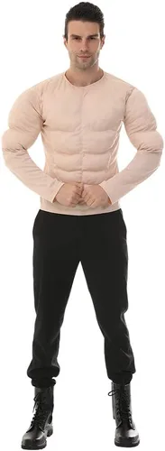 Vista 4 de EraSpooky Camisa muscular para hombre, culturista, accesorio de disfraz de Halloween para adultos, camisa muscular acolchada