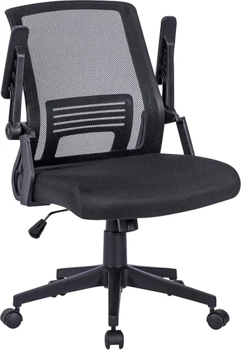Vista 9 de Techni Mobili, Silla ergonómica negra de malla de oficina Mid-back office chair, lumbar support, breathable mesh back, height adjustable, flip-up