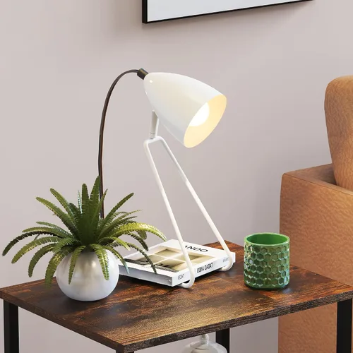 Vista 7 de PARTPHONER Juego de 2 lámparas de mesa pequeñas giratorias de 350°, modernas lámparas de noche de lectura blancas, adecuadas para estudio