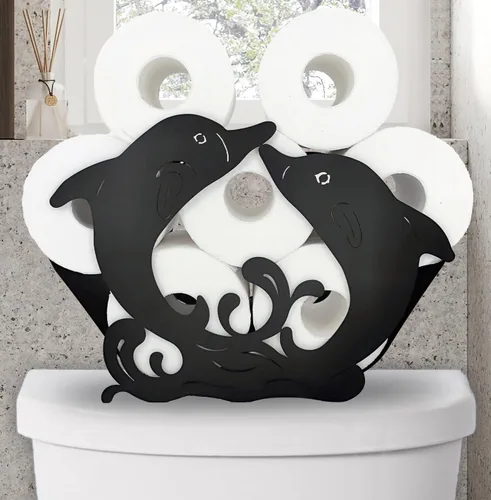Vista 16 de Soportes de papel de metal para gatos, divertidos soportes de almacenamiento de papel de animales negros para interiores y cocina, almacenamiento