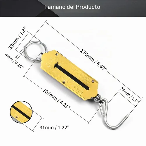 Vista 2 de Utoolmart Balanza de resorte Gancho colgante de mano Pesaje de metal Escala de fuerza Kilo & LBS 26.5 lbs