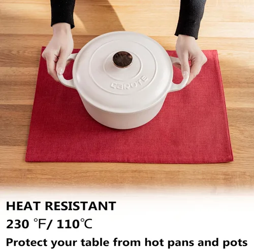 Vista 37 de Demetex - Juego de 4 manteles individuales de mesa de estilo rústico, resistentes al calor, de lino, lavables, de tela, manteles individuales