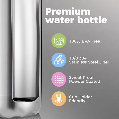 Vista 4 de Volhoply Botellas de agua aisladas de 25 onzas, paquete de 1/2/4, termo de acero inoxidable de doble pared que mantiene el frío y el calor, botella
