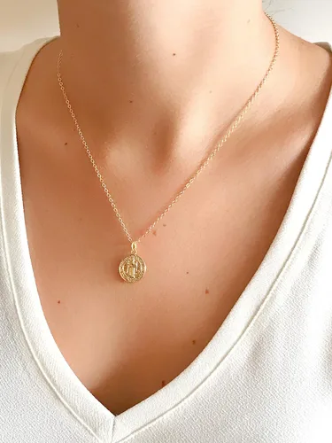Vista 9 de Medalla de San Benito chapado en oro de 18 quilates collar 18 pulgadas joyería de protección