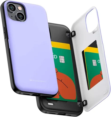 Vista 17 de GOOSPERY Parachoques magnético para puerta compatible con iPhone 15, funda con tarjetero, cartera con cierre magnético automático, protector de Azul
