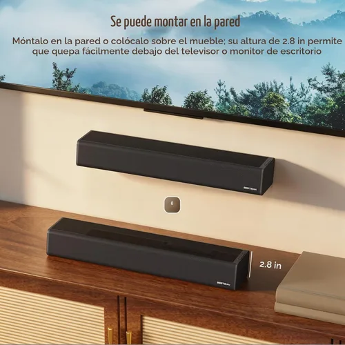 Vista 6 de Barra de sonido, BESTISAN Barra de sonido de 50 vatios con HDMI, óptico, AUX, USB, salida de subgraves y conexión Bluetooth, DSP, bajo ajustable, 16