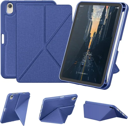 Vista 12 de DTTO Funda para iPad mini 7 (A17 Pro) 2024 / iPad mini 6 2021 de 8.3 pulgadas con soporte para lápiz, cubierta magnética de pie multiángulo