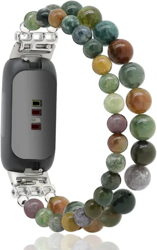 Vista 7 de C&L Accessories Brazaletes compatibles con Fitbit Inspire 3 para mujeres, pulsera con cuentas, correa de reemplazo ajustable con gemas