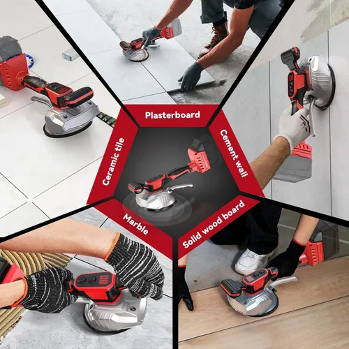 Vista 6 de Ecarke - Herramienta de vibración inalámbrica para azulejos compatible con Milwaukee de 18 V, vibrador portátil de azulejos con ventosa de 8