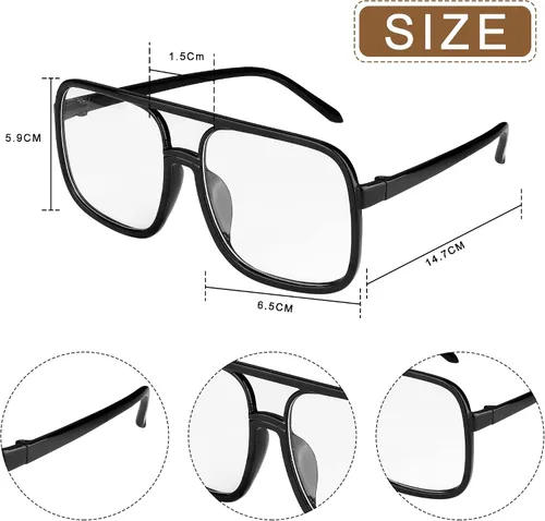 Vista 4 de YADOCA Accesorios de hip hop de los años 80 y 90 para mujeres y hombres, kit de disfraz de hip hop, sombrero de cubo, lentes de sol, collar de signo