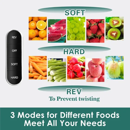 Vista 6 de Exprimidor lento, Fretta by Aumate - Exprimidor de alimentación ancha con conducto de alimentación, exprimidor de presión en frío, exprimidor