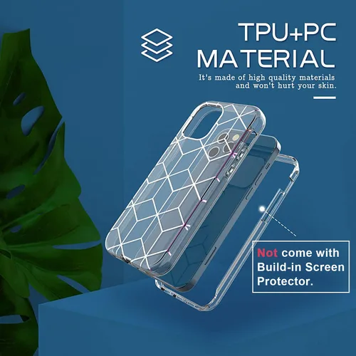 Vista 4 de Hasaky Funda para iPhone 12 Pro Max 5G 2020 de 6.7 pulgadas, parachoques híbrido de doble capa para niña/mujer, diseño de mármol brillante, TPU
