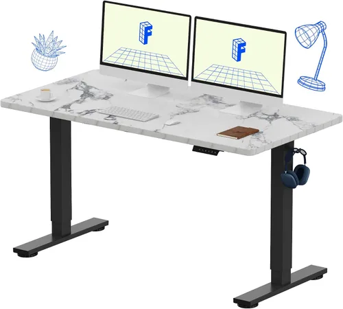 Vista 52 de FLEXISPOT EN1 - Escritorio de pie de una pieza, 40"x24" de escritorio sin costuras, eléctrico, altura ajustable para oficina en casa, salas de Negro