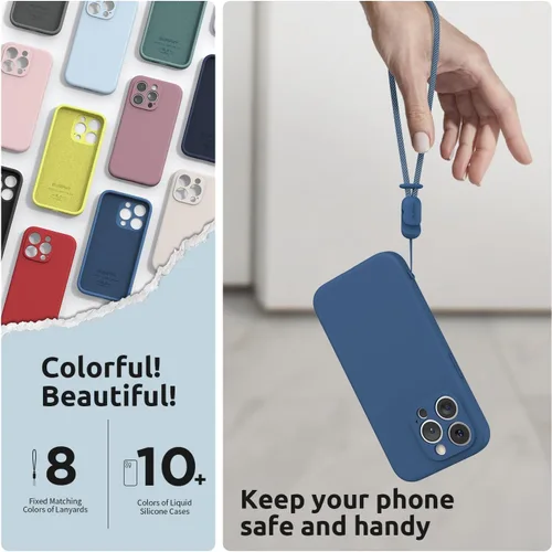 Vista 8 de SURPHY Funda diseñada para iPhone 15 Pro Max con protector de pantalla y cordón, correa de teléfono y funda de silicona líquida para teléfono