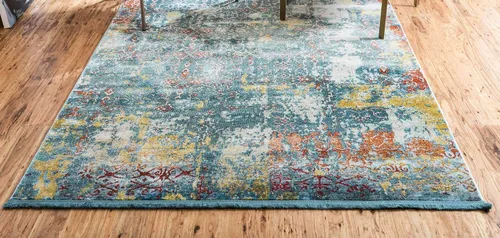 Vista 4 de Unique Loom Baracoa Collection Alfombra de área Alamar, rectangular, 2 pies 2 pulgadas x 3 pies 1 pulgada, azul/oliva