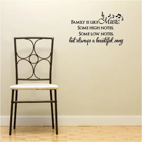 Vista 2 de Family is Like Music, Some High Notes, Some Low Notes, But Always a Beautiful Song Inpsirational Home Vinilo Adhesivos de pared Refranes Arte