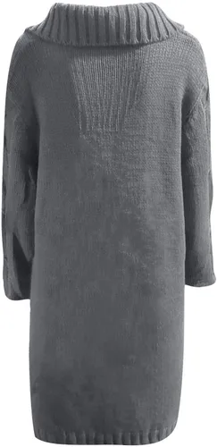 Vista 4 de Suéteres largos de talla grande para mujer, con botones, chaquetas de punto grueso, cárdigan de otoño e invierno, frente abierto para exteriores