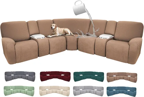 Vista 41 de Fundas de sofá reclinable seccional 100% impermeables para sofá reclinable en forma de L, funda de sofá modular de esquina en forma de L, fundas