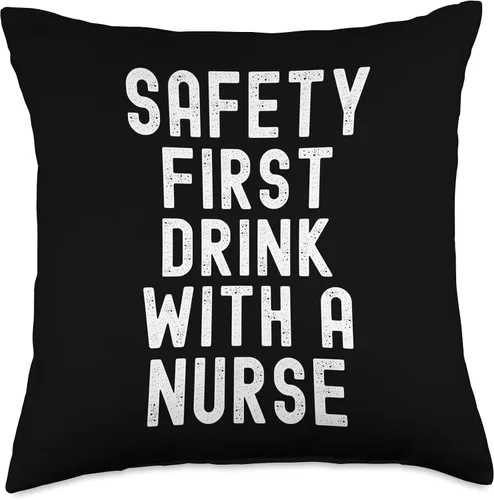 Vista 4 de Safety First Drink With A Nurse Throw Pillow
