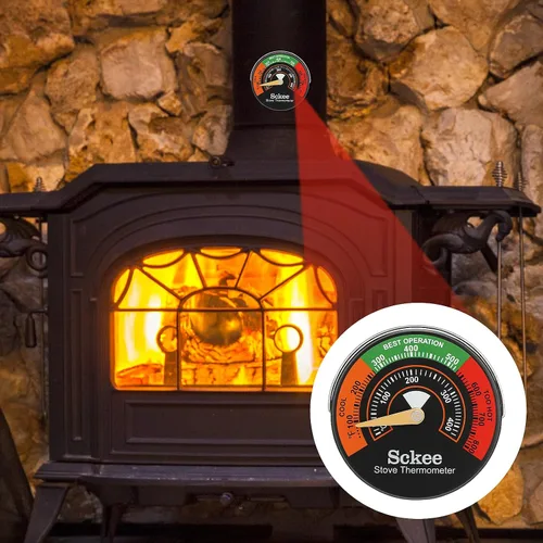 Vista 7 de Medidor magnético de temperatura de estufa, termómetro de estufa multicombustible para gas, madera, estufas de pellets y chimeneas (1 unidad)