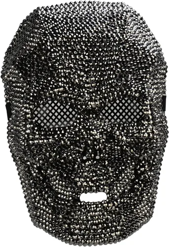 Vista 11 de Trendy Apparel Shop Accesorio de disfraz de media máscara de calavera con diamantes de imitación