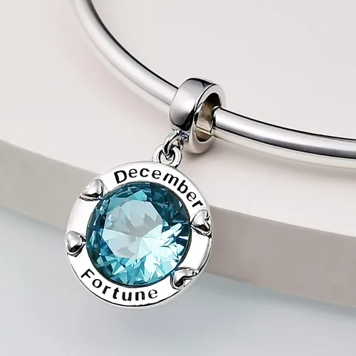 Vista 2 de AMATOLOVE Dijes de piedra natal de enero a diciembre para pulseras de feliz cumpleaños para mujeres y niñas, regalos de circonita cúbica bonita